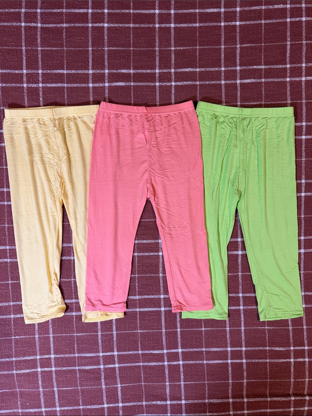 Girls’ Capris 3-pack in Yellow, Neon Green, and Melon - Size 7/8